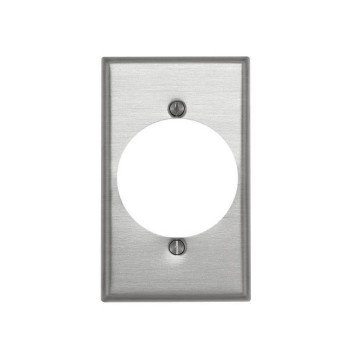 Leviton 83028 Wallplate, 4-1/2 in L, 2-3/4 in W, 1-Gang, Aluminum, Silver, Satin, Flush Mounting