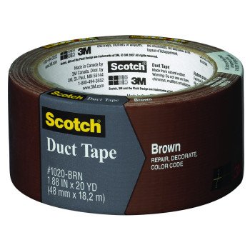 Scotch 3920-BR Duct Tape, 20 yd L, 1.88 in W, Polyethylene-Coated Cloth Backing, Brown