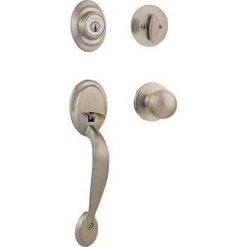 Kwikset 687 DAXP15SMTCP Combination Lockset, Dakota Design, Satin Nickel, Knob Interior Handle, 3 Grade, Metal