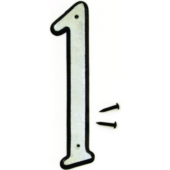 Hy-Ko 30600 Series 30601 House Number, Character: 1, 4 in H Character, Black/White Character, Plastic