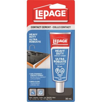 LePage 1504637 Heavy-Duty Contact Cement, Liquid, Solvent, Colorless, 30 mL Tube