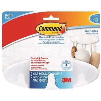 Command BATH21-ES Bath Multi-Hook, Plastic, Frosted