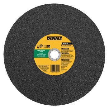 DEWALT DW8025 Cutting Wheel, 14 in Dia, 1/8 in Thick, 20 in Arbor, 24 Grit, Silicone Carbide Abrasive