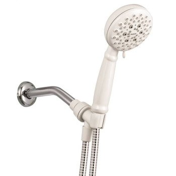 Moen Banbury Series 23046W Handheld Shower, 1/2 in Connection, 1.75 gpm, 5-Spray Function, Glacier, 60 in L Hose