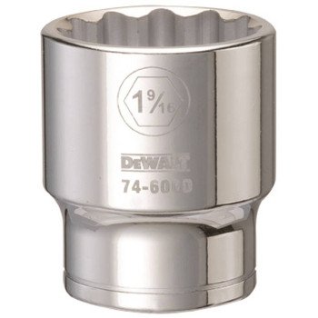 DEWALT DWMT74606OSP Drive Socket, 1-9/16 in Socket, 3/4 in Drive, 12-Point, Vanadium Steel, Polished Chrome