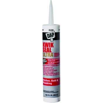 DAP KWIK SEAL ULTRA 18898 Siliconized Sealant, Clear, 0 to 170 deg F, 10.1 oz Cartridge