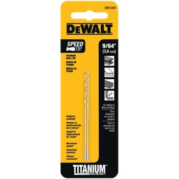 DEWALT DW1309 Jobber Drill Bit, 9/64 in Dia, 2-7/8 in OAL, Parabolic Flute, 9/64 in Dia Shank, Straight Shank