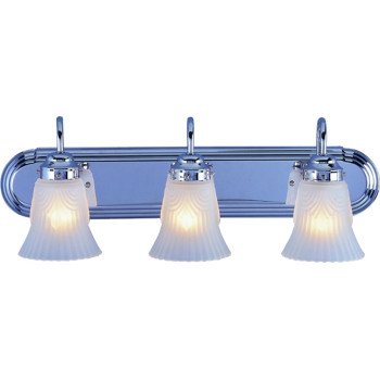 Boston Harbor RF-V-028-CH Vanity Light Fixture, 60 W, 3-Lamp, A19 or CFL Lamp, Steel Fixture, Chrome Fixture