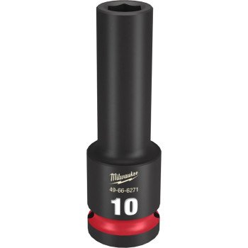 Milwaukee SHOCKWAVE Impact Duty Series 49-66-6271 Deep Impact Socket, 10 mm Socket, 1/2 in Drive, Square Drive, 6-Point