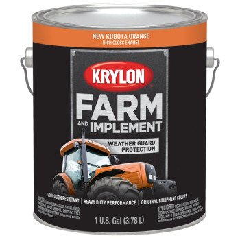 Krylon K01986000 Farm Equipment Paint, High-Gloss Sheen, New Kubota Orange, 1 gal, 50 to 200 sq-ft/gal Coverage Area