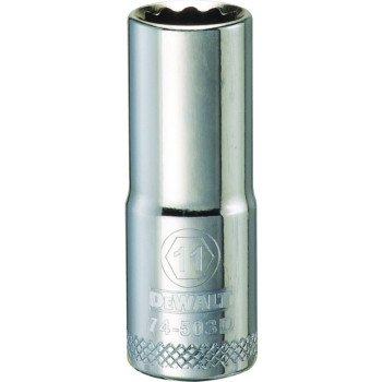 DEWALT DWMT74503OSP Drive Socket, 11 mm Socket, 3/8 in Drive, 12-Point, Vanadium Steel, Polished Chrome