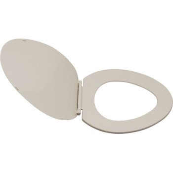 ProSource KJ-873A1-BN Toilet Seat, Elongated, Plastic, Bone, Plastic Hinge