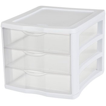 Sterilite 17918004 Drawer Unit, 3-Drawer, Plastic, 11 in OAW, 13-1/2 in OAH, 9-5/8 in OAD