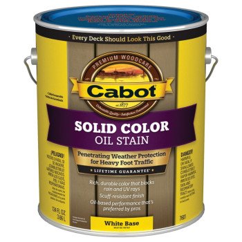 Cabot 140.0007601.007 Decking Stain, Opaque, White, Liquid, 1 gal