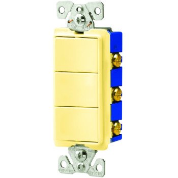 Eaton Wiring Devices 7729V-SP Combination Switch, 15 A, 120/277 V, SPST, Back Wire, Side Wire Terminal, Ivory