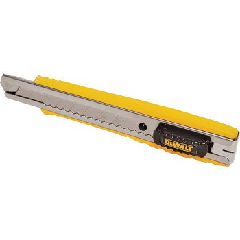 DEWALT DWHT10038 Utility Knife, 4-1/4 in L Blade, 18 mm W Blade, Metal Blade, Ribbed Handle, Black/Yellow Handle