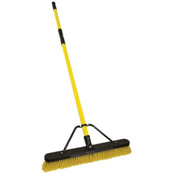 Quickie Jobsite 857FGSU Multi-Surface Push Broom with Scraper, Fiberglass Handle