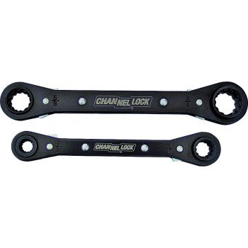 Channellock 841S Wrench Set, 2-Piece, Steel, Black, Specifications: SAE Measurement