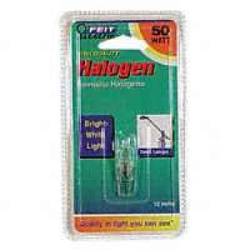 Feit Electric BPQ50T4/JCD Halogen Bulb, 50 W, Candelabra GY6.35 Lamp Base, JCD T4 Lamp, 3000 K Color Temp