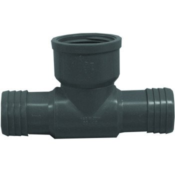 Boshart UPVCFRT-121205 Combination Reducing Pipe Tee, 1-1/4 x 1/2 in, Insert x FIP, Polyethylene, Black