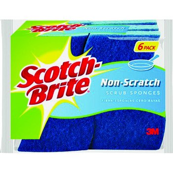 Scotch-Brite 526 Scrub Sponge, 4.4 in L, 2-1/2 in W, 0.8 in Thick, Cellulose, Blue