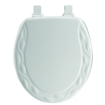 Mayfair 34EC-000 Toilet Seat, Round, Wood, White, Twist Hinge