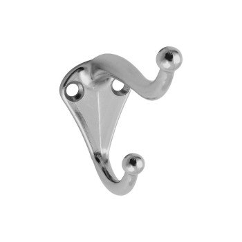 National Hardware MPB160 N243-709 Coat and Hat Hook, 35 lb, 2-Hook, Zinc, Nickel