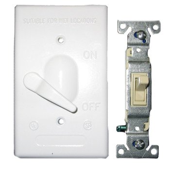 BWF 611W-1 Toggle Switch Cover, 4-9/16 in L, 2-13/16 in W, Metal, White, Powder-Coated