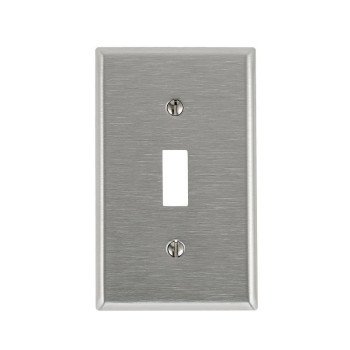 Leviton 003-84001-000 Wallplate, 4-1/2 in L, 2-3/4 in W, 1 -Gang, 430 Stainless Steel, Stainless Steel, Satin