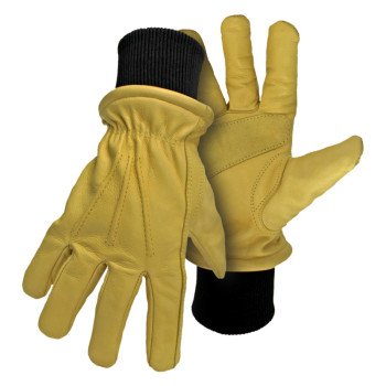 Boss 4190-L Gloves, L, Keystone Thumb, Knit Wrist Cuff, Cow Leather