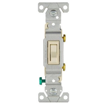 Eaton Wiring Devices 1301-7LA Toggle Switch, 1-Poles, Light Almond, 15 A, 120 V, Polycarbonate Housing Material