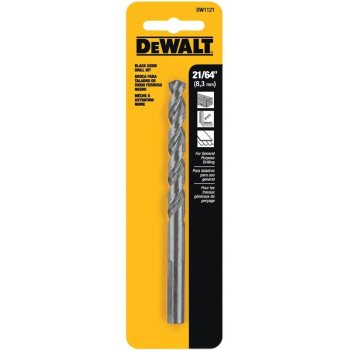 DEWALT DW1121 Jobber Drill Bit, 21/64 in Dia, 4-5/8 in OAL, Parabolic Flute, 21/64 in Dia Shank, Round Shank