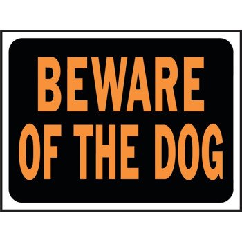 Hy-Ko Hy-Glo Series 3002 Identification Sign, Rectangular, BEWARE OF DOG, Fluorescent Orange Legend, Black Background