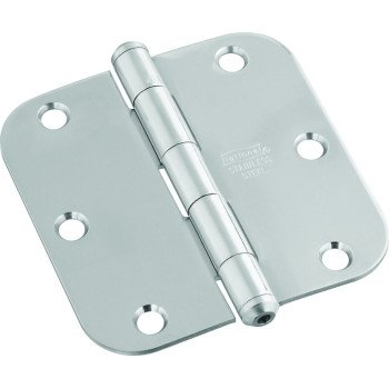 National Hardware N830-269 Door Hinge, Stainless Steel, Zinc, Non-Rising, Removable Pin, Full-Mortise Mounting, 55 lb