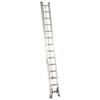 Louisville AE2200 Series AE2228 Extension Ladder, 27 ft 7 in H Reach, 300 lb, 28-Step, 1-1/2 in D Step, Aluminum