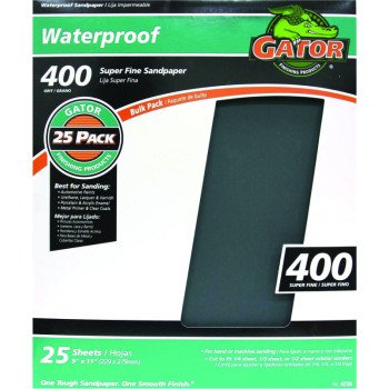 Gator 3281 Sanding Sheet, 11 in L, 9 in W, 400 Grit, Silicone Carbide Abrasive