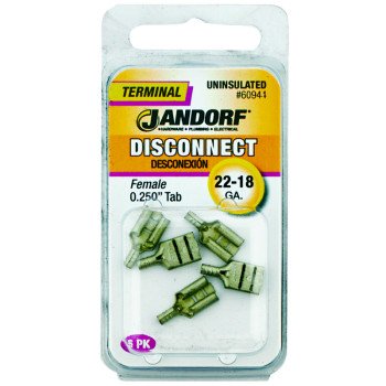 Jandorf 60944 Disconnect Terminal, 22 to 18 AWG Wire, Copper Contact, 5/PK