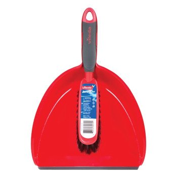 Vileda 148237 Dustpan, 12.9 in L, 9.2 in W, Plastic, Black/Red