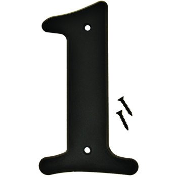 Hy-Ko 30200 Series 30201 House Number, Character: 1, 6 in H Character, Black Character, Plastic