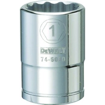 DEWALT DWMT74607OSP Drive Socket, 1 in Socket, 3/4 in Drive, 12-Point, Vanadium Steel, Polished Chrome