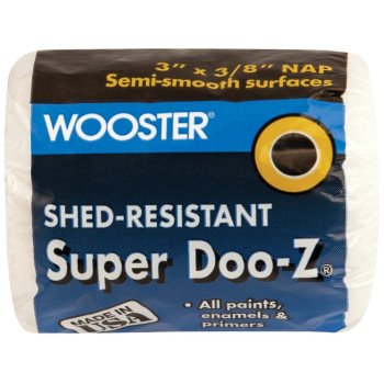 Wooster R205-3 Roller Cover, 3/8 in Thick Nap, 3 in L, Fabric Cover, White