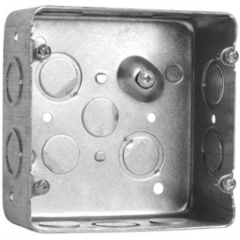 Hubbell 72171KBAR Ceiling Box, 4-11/16 in W, 1-1/8 in D, 4-11/16 in H, 8-Knockout, Metal