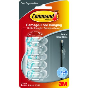 Command 17017CLR Cord Clip, Plastic, Transparent