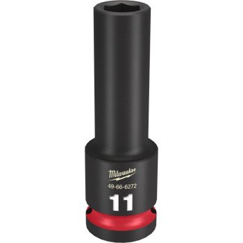 Milwaukee SHOCKWAVE Impact Duty Series 49-66-6272 Deep Impact Socket, 11 mm Socket, 1/2 in Drive, Square Drive, 6-Point