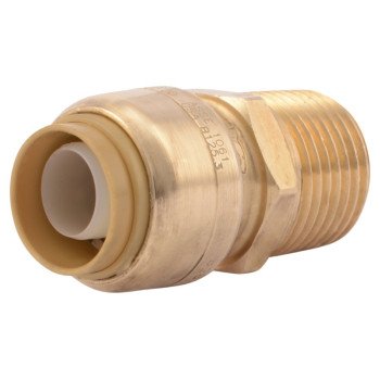 SharkBite U120LFA Pipe Connector, 1/2 in, MNPT, Brass, 200 psi Pressure