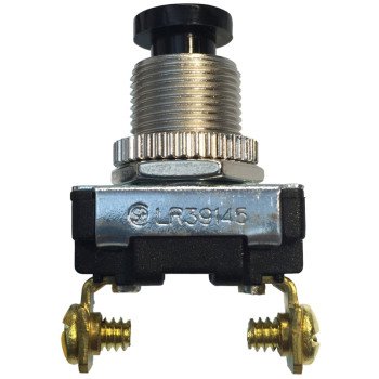 Gardner Bender GSW-22 Pushbutton Switch, 6/3 A, 120/240 V, SPST, Screw Terminal, Chrome