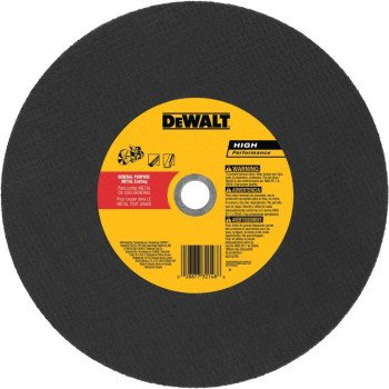 DEWALT DW8021 Cutting Wheel, 14 in Dia, 1/8 in Thick, 20 mm Arbor, Coarse, Aluminum Oxide Abrasive