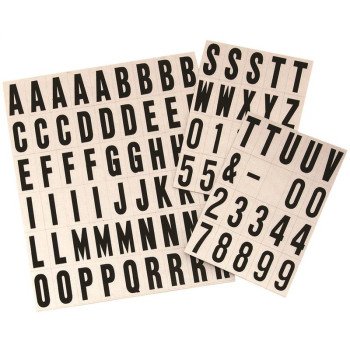 Hy-Ko MM-21 Packaged Number and Letter Set, 3/4 in H Character, Black Character, Silver Background, Vinyl