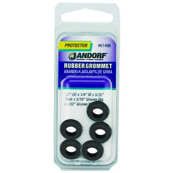 Jandorf 61496 Grommet, Rubber, Black, 5/32 in Thick Panel