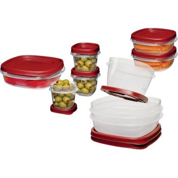 Rubbermaid 1777170 Food Container Set, 1/2, 1-1/4, 2, 3, 5 Cups Capacity, Plastic, Clear